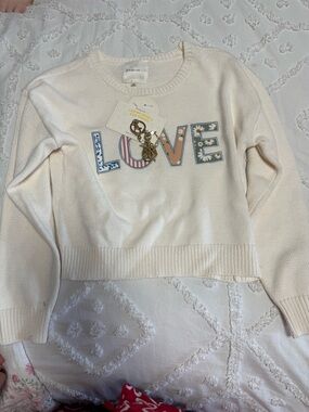 LOVE Appliqué Crewneck Sweater - Cream